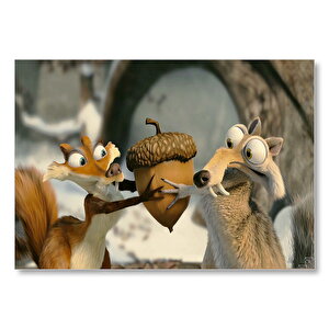 Sincap Scrat İle Fındık Toplamaca Görseli Mdf Ahşap Tablo 35x50 cm