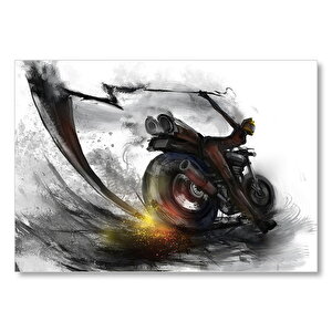 Kız Motosiklet Sürücüsü Eskizi Görseli Mdf Ahşap Tablo 25x35 cm