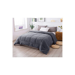 Ultra Yumuşak Tek Kişilik Çift Taraflı Wellsoft Peluş Yorgan Yıkanabilir (battaniye / Nevresim) 160x220 Cm Antrasit