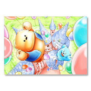 Ayı Bubu Ve Balonlar Mdf Ahşap Tablo 35x50 cm