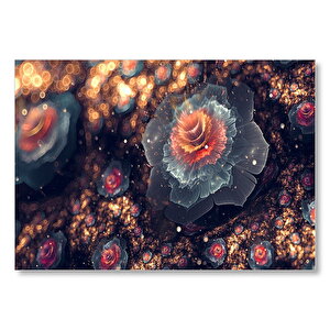 Beyaz Ve Turuncu Petaled Çiçekler Görseli Mdf Ahşap Tablo