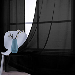 Siyah Tül Perde, Rustik Kullanımı Için, Sade Şık Tül Perde 300x270 cm