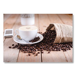 Masada Kahve Çekirdekleri Ve Latte Mdf Ahşap Tablo 25x35 cm