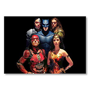 Adelet Ligi Batman Superman Wonder Woman Flash Ve Aquaman Görseli Mdf Ahşap Tablo 50x70 cm
