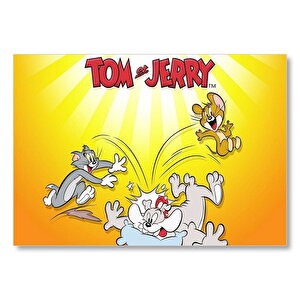Tom Ve Jerry Kaçma Kovalama Mdf Ahşap Tablo 25x35 cm
