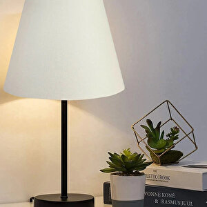 Evlight Black Tekli Abajur Metal Masa Lambası Beyaz