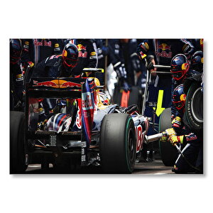 Formula 1 Pit Stop Görseli Mdf Ahşap Tablo 50x70 cm