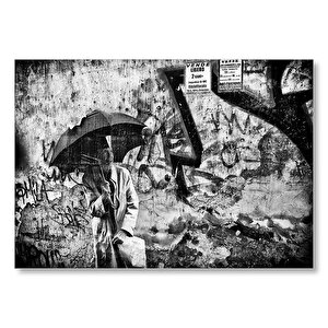 Şemsiyeli Adam Duvar Boyama Mdf Ahşap Tablo 50x70 cm