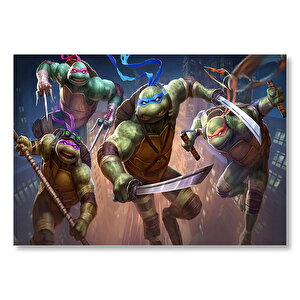 Genç Mutant Ninca Kablumbağalar Görseli Mdf Ahşap Tablo 50x70 cm