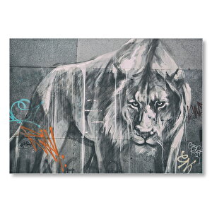 Pusudaki Aslan Duvar Boyama Mdf Ahşap Tablo 25x35 cm
