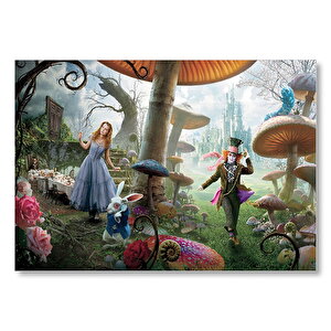 Alice Harikalar Diyarında Görseli Mdf Ahşap Tablo 35x50 cm