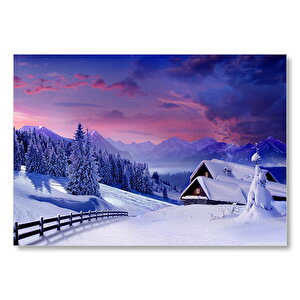 Karlar Altında Doğa Ve Ev Mdf Ahşap Tablo 25x35 cm