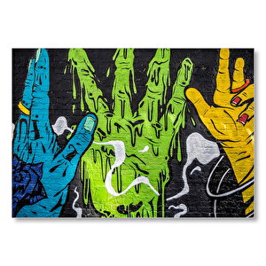 Rengarenk Eller Duvar Boyama Mdf Ahşap Tablo 35x50 cm