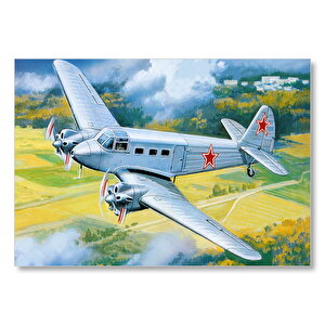 Çift Motorlu Nostaljik Uçak Mdf Ahşap Tablo 35x50 cm