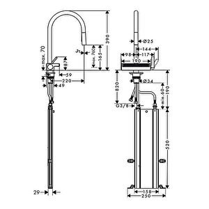 Hansgrohe Aquno Select M81 Eviye Bataryası 170 Spiralli 3jet Sbox 73831000