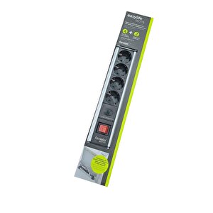 Grup Priz 4' Lü Aluminyum Gövde Uzatma Kablolu 16a 250v  1,5 Metre 3x1,5 Mm2- 2 Usb' Li Topraklı Çocuk Korumalı Akım Korumalı Anahtarlı