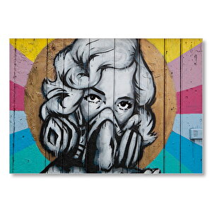 Maskeli Kadın Duvar Boyama Mdf Ahşap Tablo 25x35 cm