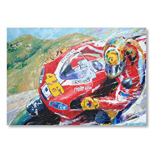 Ahaşap Tablo 46 Numara Kırmızmotosiklet Hız Görseli Mdf Ahşap Tablo 25x35 cm