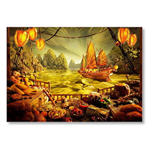 Deniz Mahsulu Sebzelerden Kemi Doğa Manzarası Mdf Ahşap Tablo 50x70 cm