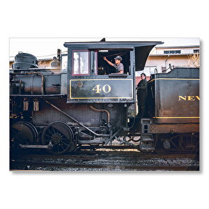 Buharlı Tren Ve Makinisti Mdf Ahşap Tablo 50x70 cm