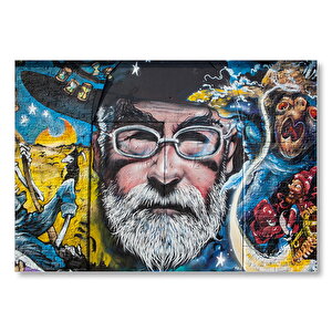 Gözlüklü Sakallı Adam Duvar Boyama Mdf Ahşap Tablo 50x70 cm