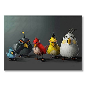 Yağlı Boya Rengarenk Kızgın Kuşlar Görseli Mdf Ahşap Tablo 50x70 cm