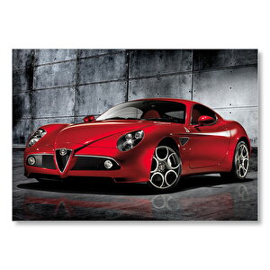 Kırmızı Renk Alfa Romeo 8c Competizione Araba, Mdf Ahşap Tablo