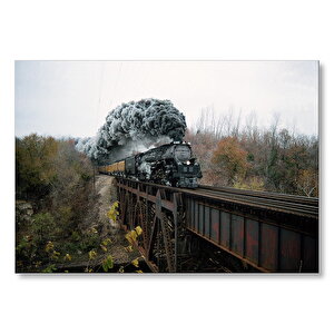 Eski Köprü Ve Buharlı Kara Tren Mdf Ahşap Tablo 50x70 cm