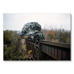 Eski Köprü Ve Buharlı Kara Tren Mdf Ahşap Tablo 25x35 cm