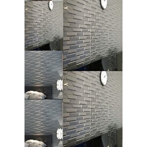 50x35 Cm 0,17 M² Kendinden Yapışkanlı Duvar Kağıdı Esnek Köpük Paneli 3d Boyutlu Piramit Desen Gümüş