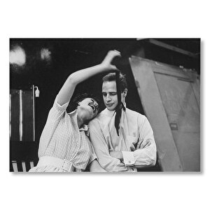 Marlon Brando Ve Jean Simmons Bir Sahne Mdf Ahşap Tablo 25x35 cm