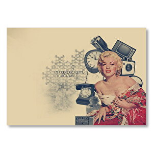 Marilyn Monroe Ve Nostaljik Cihazlar Mdf Ahşap Tablo 35x50 cm