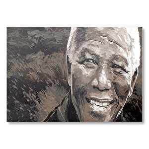 Nelson Mandela Yağlı Boya Siyah Beyaz Mdf Ahşap Tablo 35x50 cm
