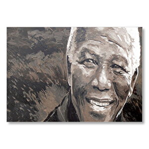 Nelson Mandela Yağlı Boya Siyah Beyaz Mdf Ahşap Tablo 25x35 cm