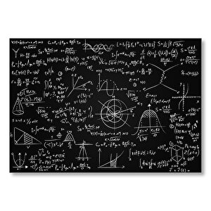 Karatahta Üzerinde Yazılı Matematik Denklemleri Mdf Ahşap Tablo 25x35 cm