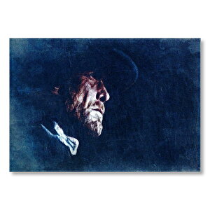 Clint Eastwood Portresi Mavi Fon Mdf Ahşap Tablo 35x50 cm