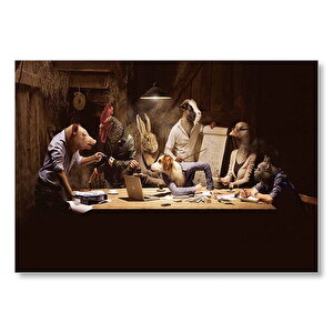 Fantastik Çiftlik Hayvan Toplantısı Görseli Mdf Ahşap Tablo 35x50 cm