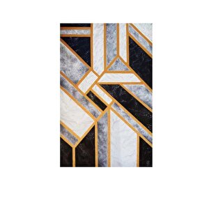Tablolife Geometrik  - Yağlı Boya Dokulu Tablo 75x100 Çerçeve - Gold 75x100 cm
