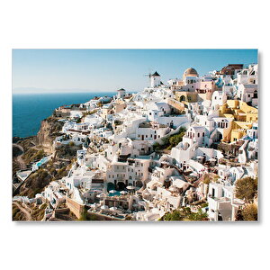 Yunanistan Santorini Yamaç Evleri Mdf Ahşap Tablo 50x70 cm