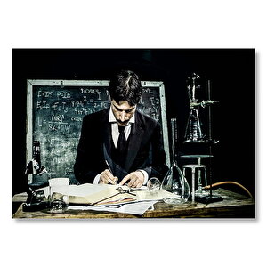 Nikola Tesla Çalışma Masası Mdf Ahşap Tablo 35x50 cm