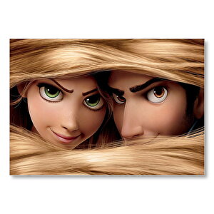 Rapunzel Ve Prens Saçların Arasında Mdf Ahşap Tablo 50x70 cm