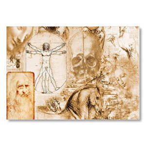 Ahşap Tablo Leonardo Da Vinci Ve Eserleri Mdf Ahşap Tablo 50x70 cm