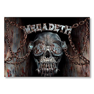 Megadeth Deri Maskeli Kuru Kafa Mdf Ahşap Tablo 35x50 cm