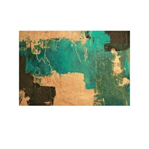 Tablolife Turkuaz Günler - Yağlı Boya Dokulu Tablo 90x120 Çerçeve - Gold 90x120 cm
