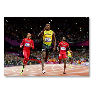 Usain Bolt Zaferi Jamaika Sprint Sporları Mdf Ahşap Tablo 25x35 cm