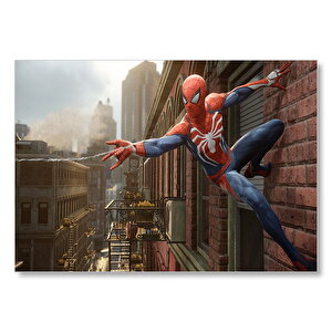 Spider Man Duvardan Ağ Atıyor Mdf Ahşap Tablo 25x35 cm