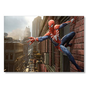 Spider Man Duvardan Ağ Atıyor Mdf Ahşap Tablo