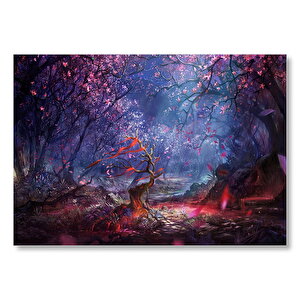 Fantazi Sanat Ağaçlar Ve Nehir Görseli Mdf Ahşap Tablo 50x70 cm
