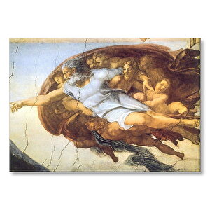 Michelangelo İnsanın Yaratılışı Ve Yüce Tanrı Mdf Ahşap Tablo 25x35 cm