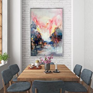 Tablolife Pembe Gökyüzü - Yağlı Boya Dokulu Tablo 100x150 Çerçeve - Siyah 100x150 cm